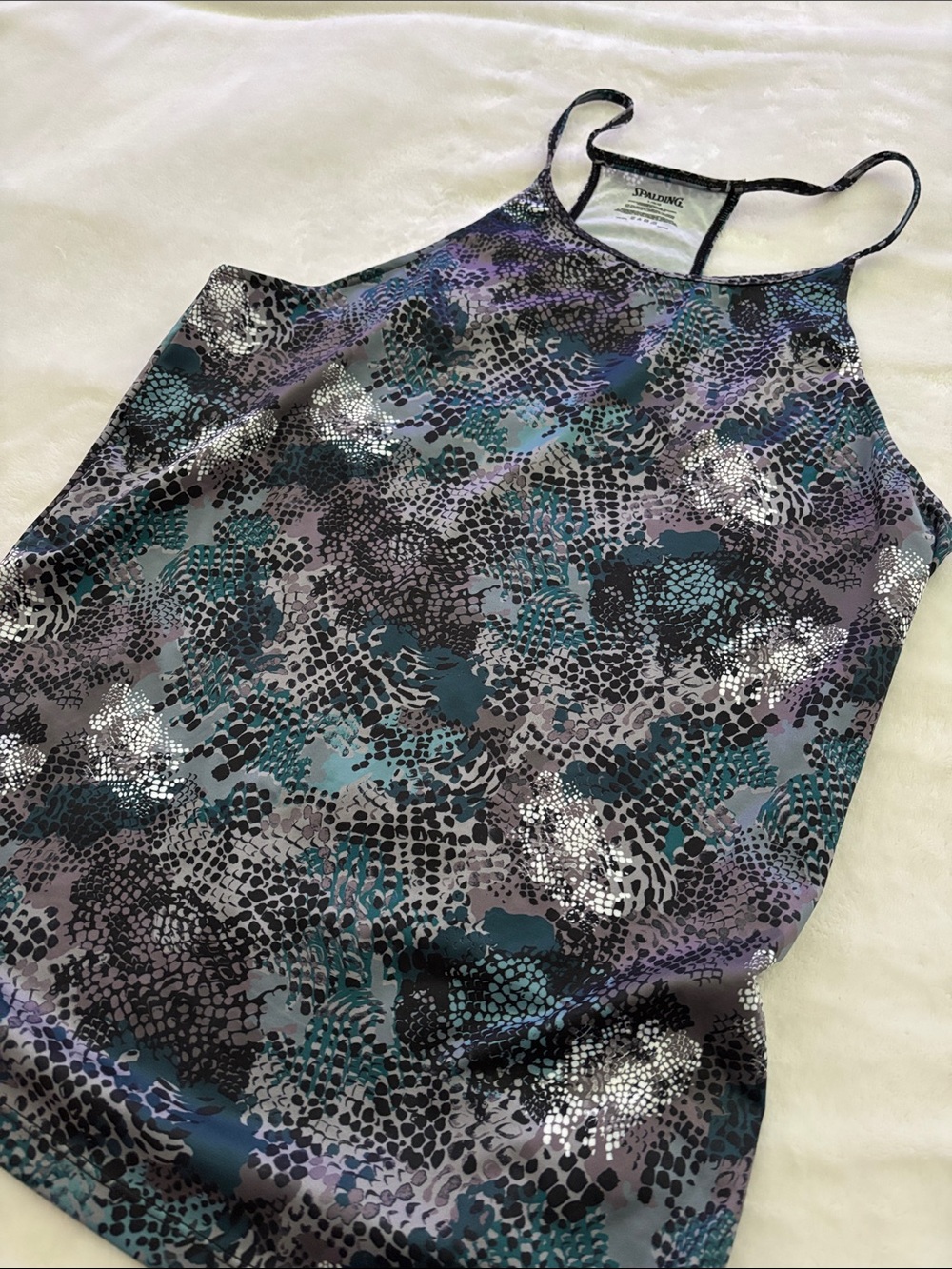 Spalding Teal, Purple & Gray Printed Racerback Camisole
